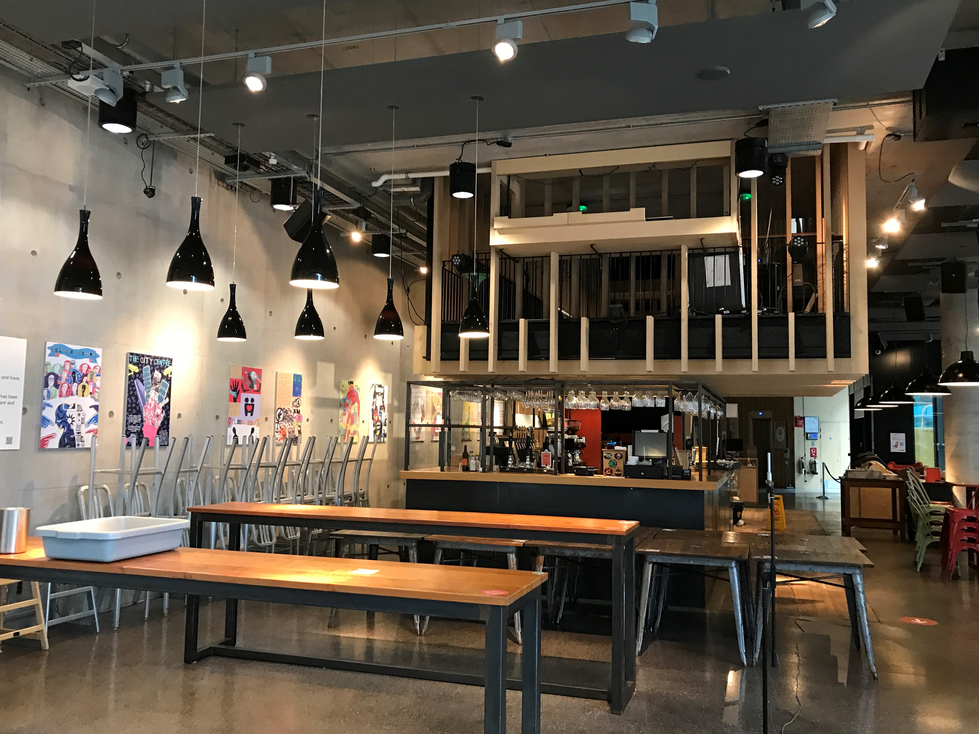 The Ashcroft &mdash; community-hall stage with PA and lighting installed by Opus AV