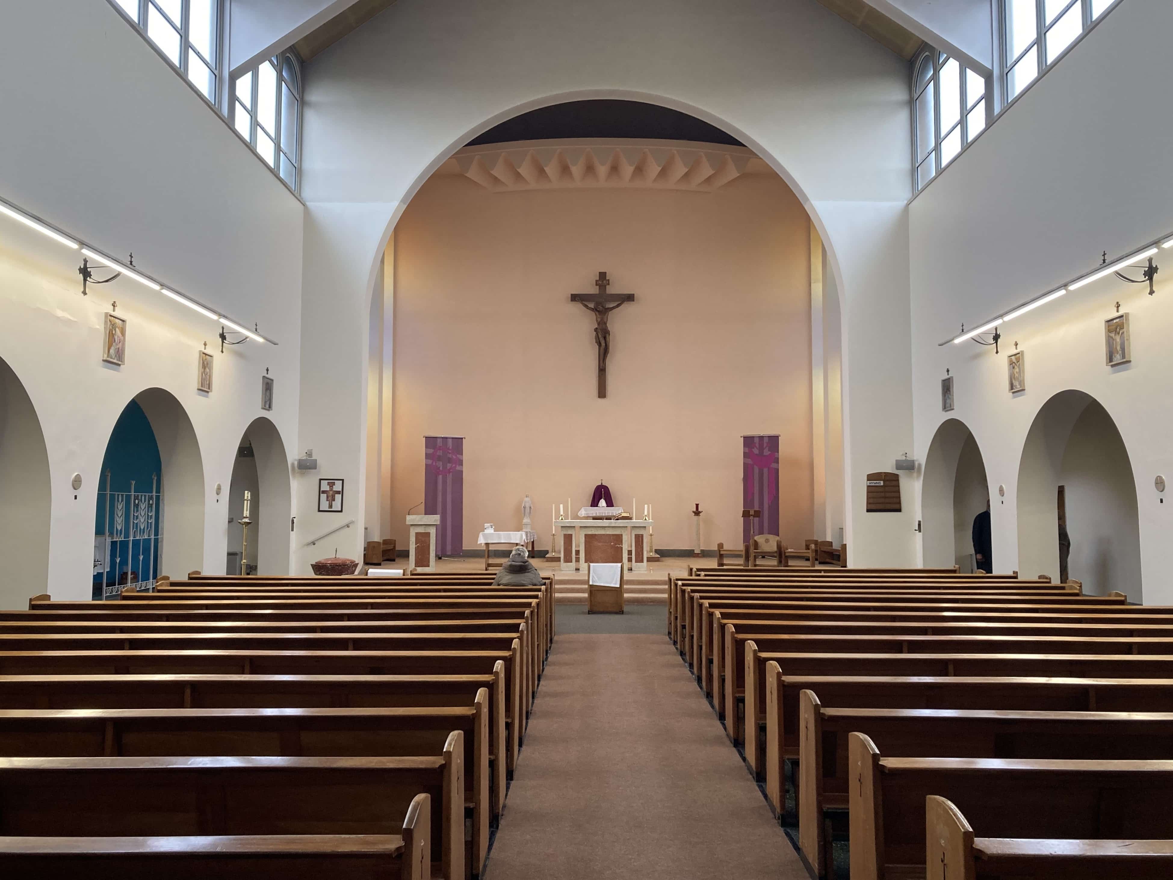 St John&rsquo;s BOSCO RC Church, Blackley &mdash; nave and altar with audio system fitted by Opus AV